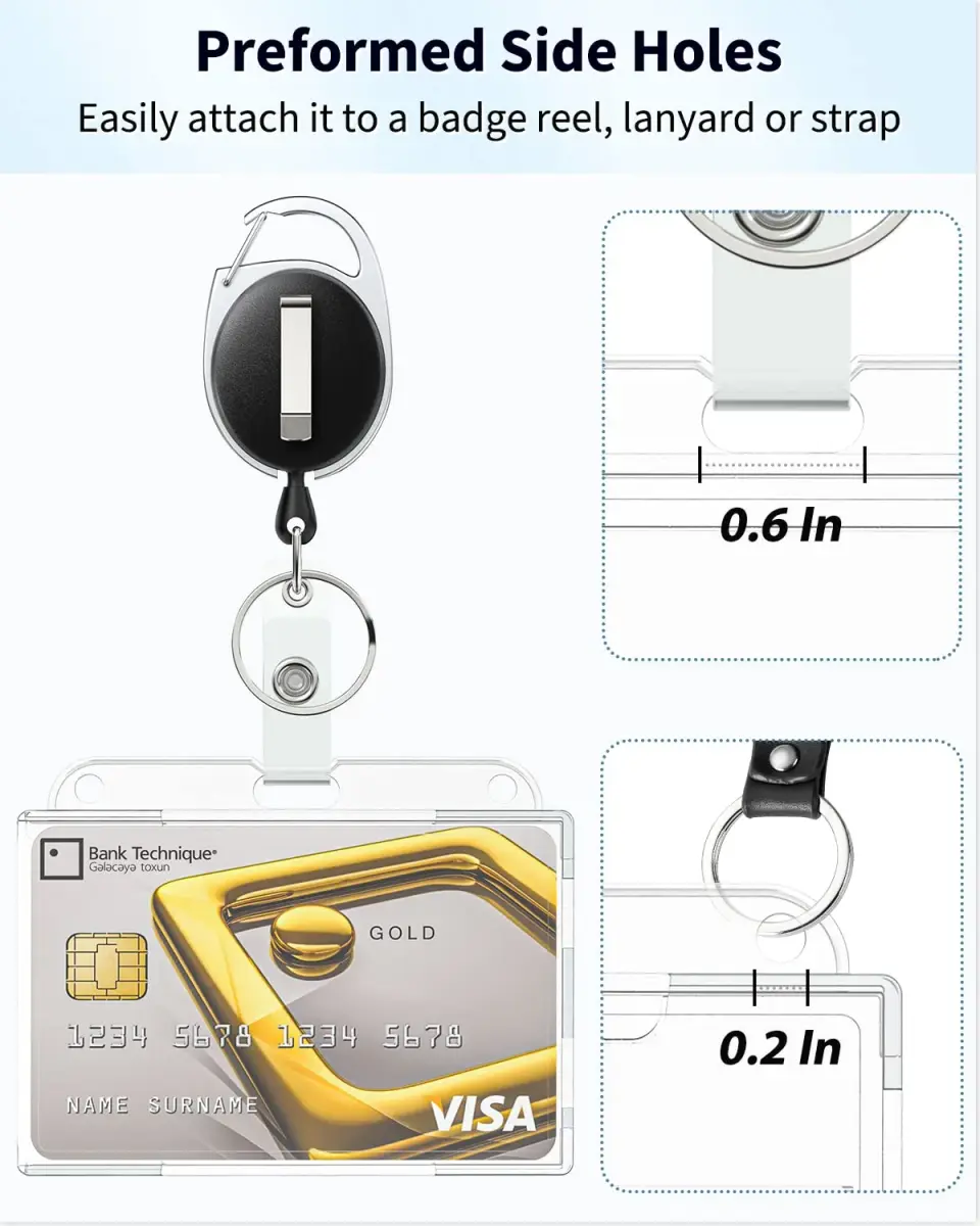 Pawfly Horizontal 2-Card Badge Holder 2 Pack | Clear Polycarbonate, Thumb Slot Access - view 5