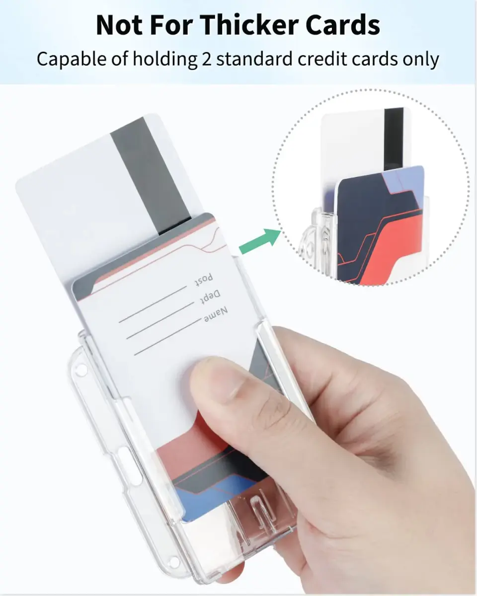 Pawfly Horizontal 2-Card Badge Holder 2 Pack | Clear Polycarbonate, Thumb Slot Access - view 2