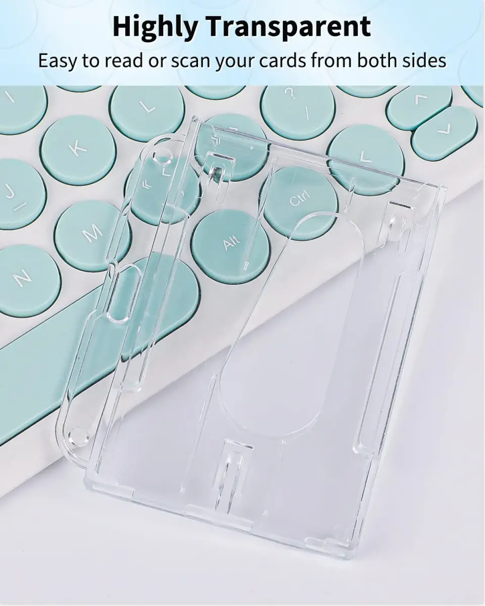 Pawfly Horizontal 2-Card Badge Holder 2 Pack | Clear Polycarbonate, Thumb Slot Access - view 4