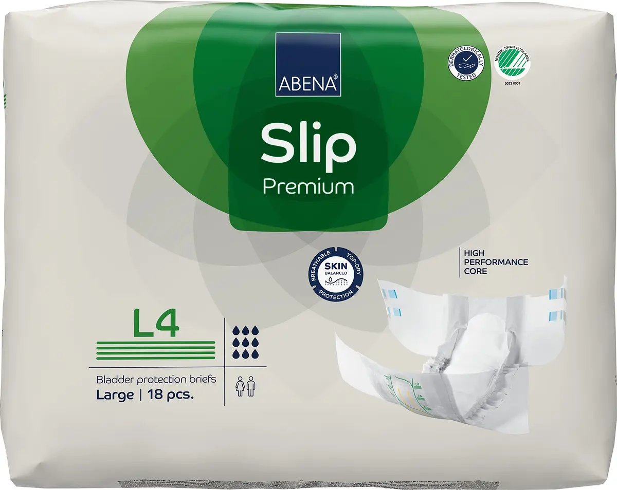 Abena Slip Premium Incontinence Briefs Large | Level 4, 18 Count, Breathable & Leakproof - main product image