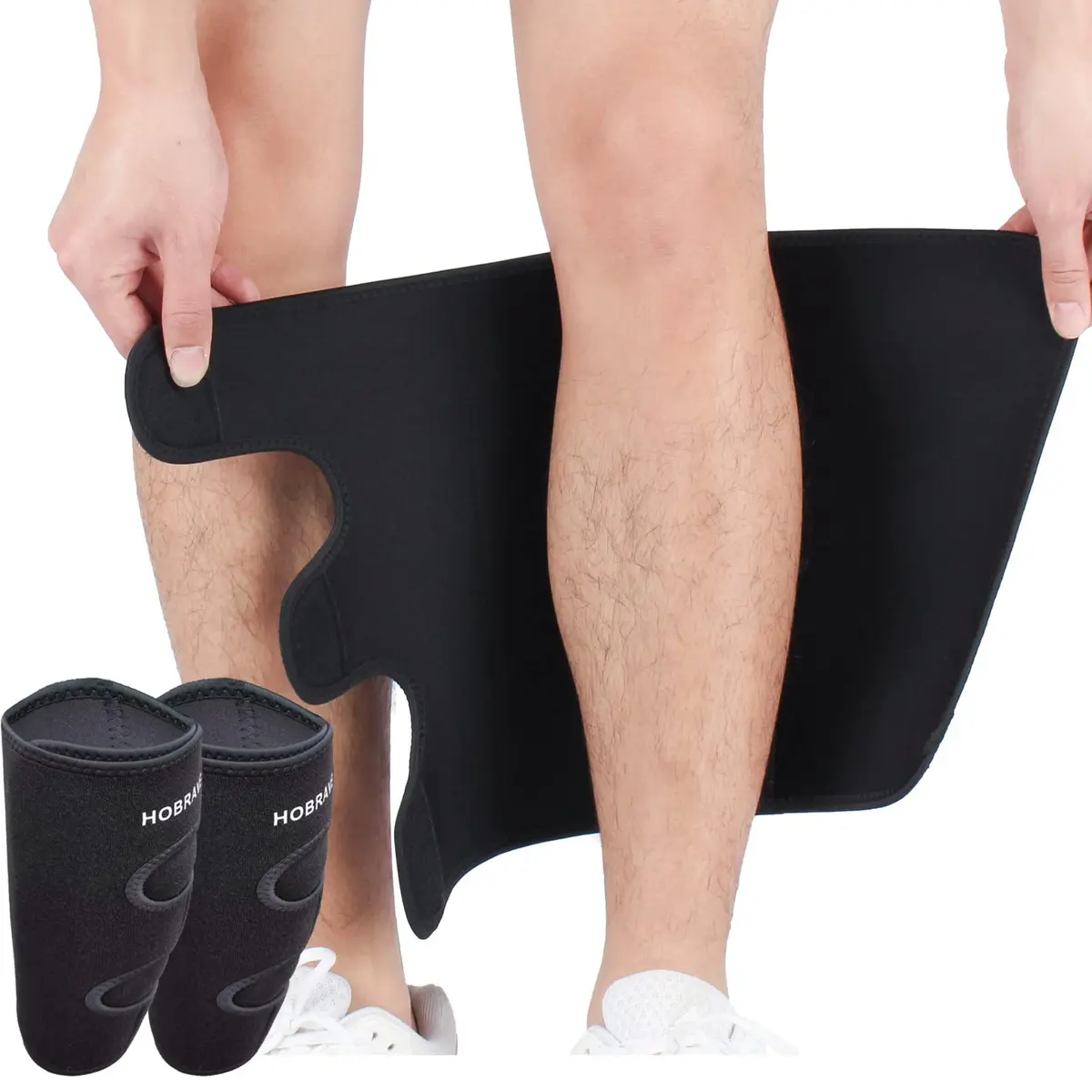 Hobrave Calf Brace Shin 2 Pack Support | Adjustable Compression Wrap for Injury Relief - main product image