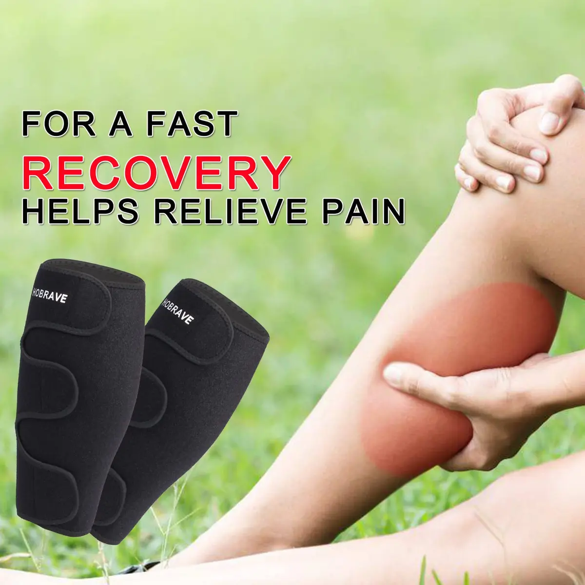 Hobrave Calf Brace Shin 2 Pack Support | Adjustable Compression Wrap for Injury Relief - view 6