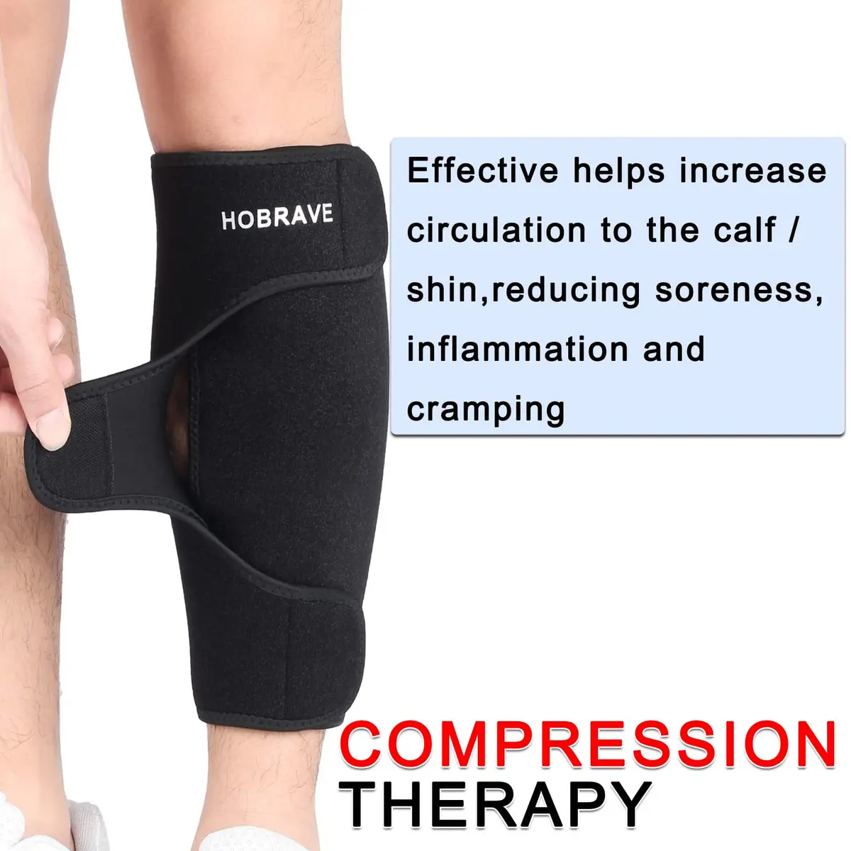 Hobrave Calf Brace Shin 2 Pack Support | Adjustable Compression Wrap for Injury Relief - view 3