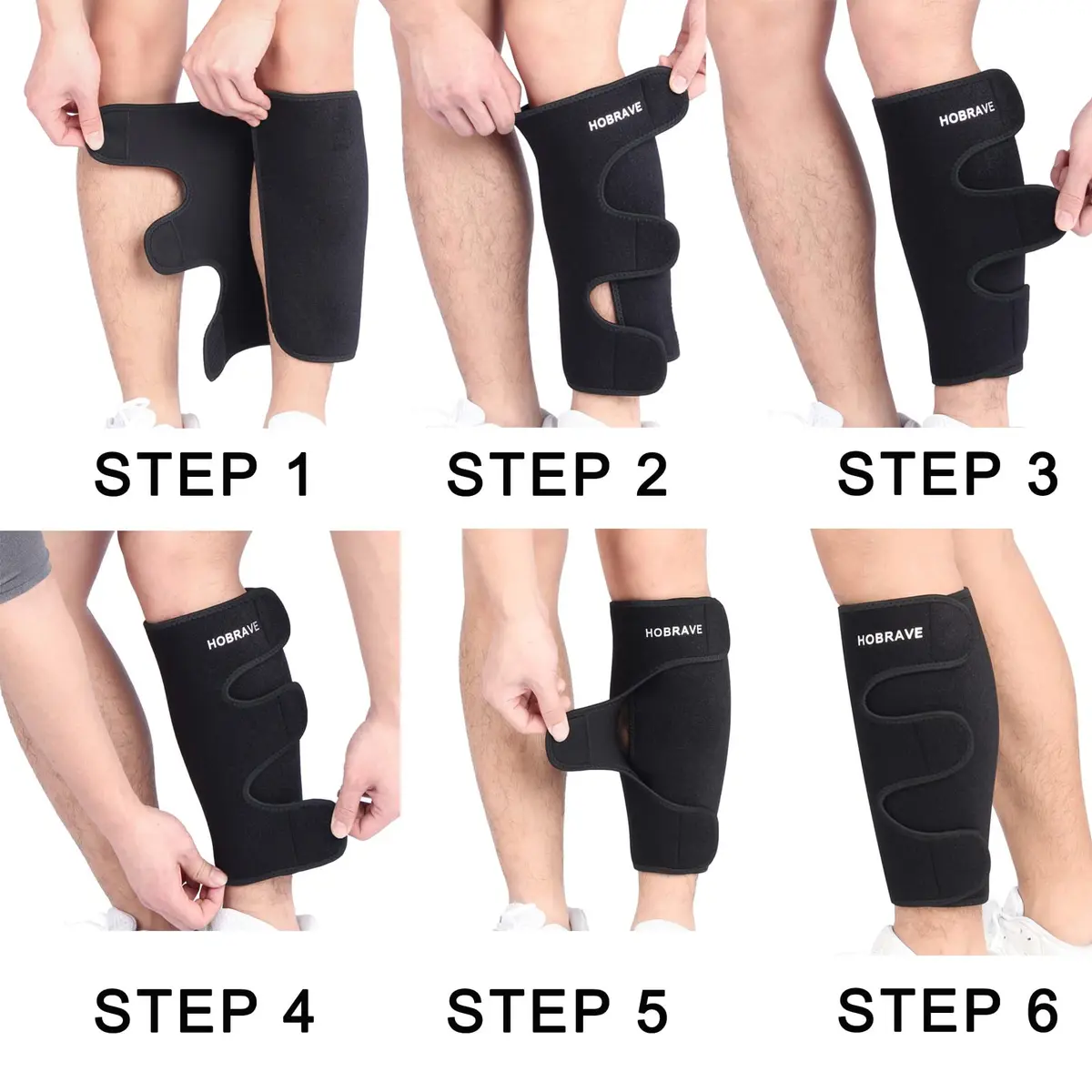 Hobrave Calf Brace Shin 2 Pack Support | Adjustable Compression Wrap for Injury Relief - view 4