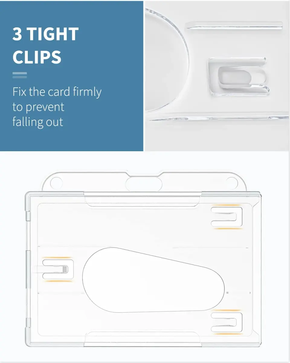 Pawfly 10 Pack Horizontal 2-Card Badge Holder with Thumb Slot | Hard Transparent PC Case Protector - view 7
