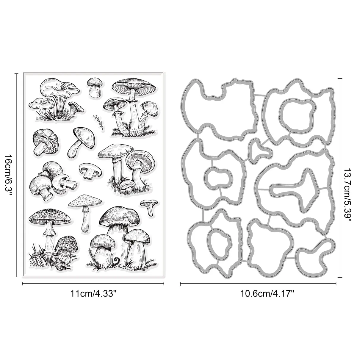 INFUNLY Mushroom Stamps and Dies for Card Making | Mushroom Pattern Die & Stamp Set for DIY Scrapbooking & Decor - view 7