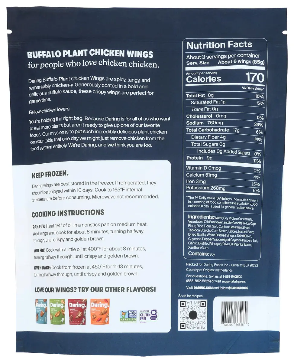 Daring Plant Based Buffalo Chicken Wings 8 OZ | Crispy, Spicy, Protein-Rich - view 2