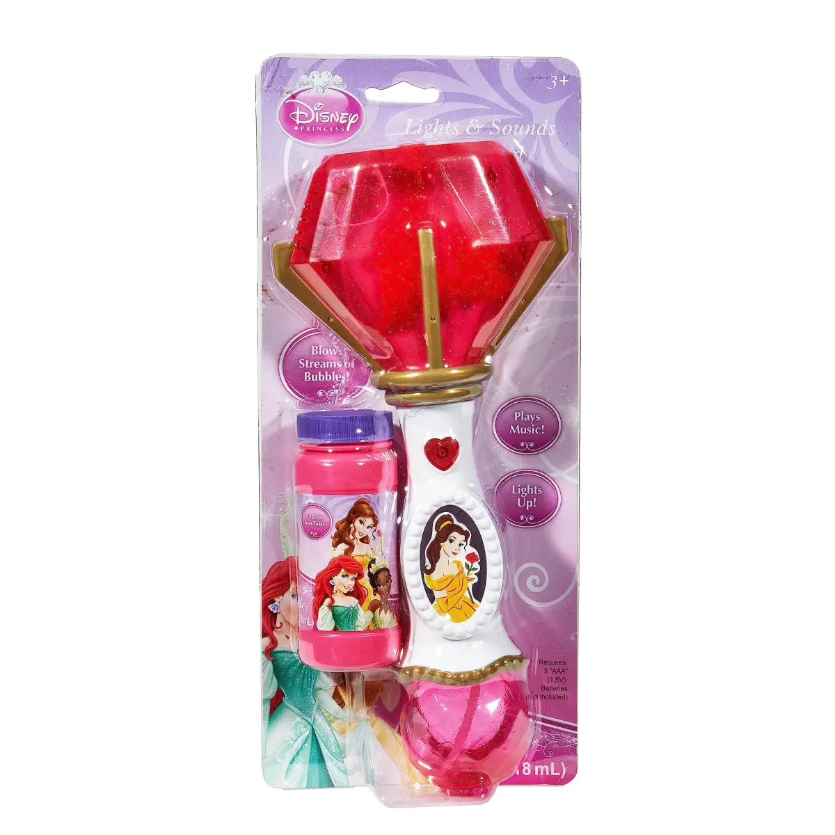 Little Kids Disney Princess Belle Light and Sound Musical Bubble Wand | 118ml (4 fl oz) - main product image