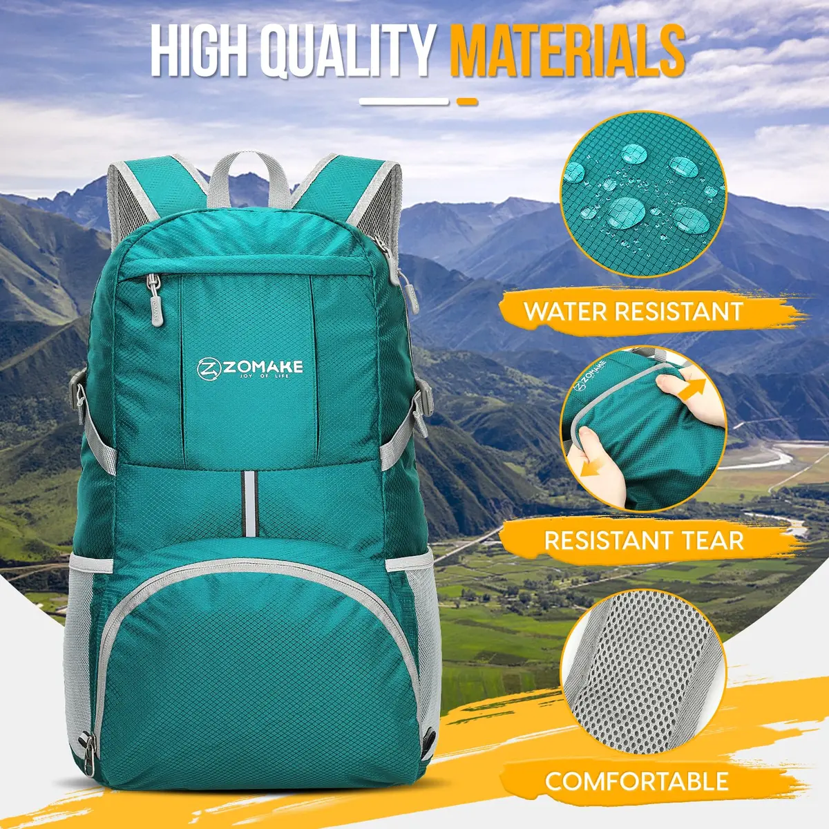 ZOMAKE Lightweight Packable Backpack 35L Water Resistant Foldable Day Pack | Compact, Durable & Ideal for Travel - view 5