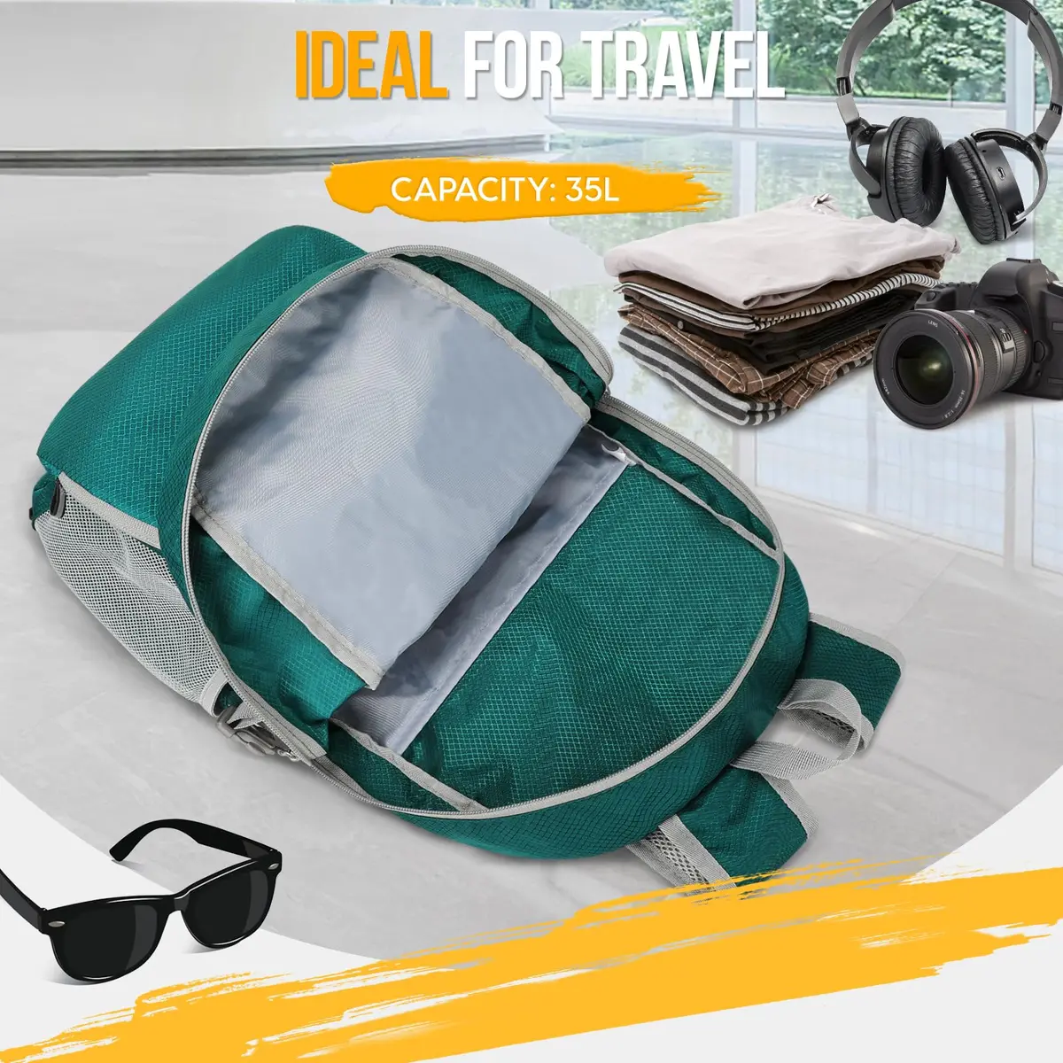 ZOMAKE Lightweight Packable Backpack 35L Water Resistant Foldable Day Pack | Compact, Durable & Ideal for Travel - view 4