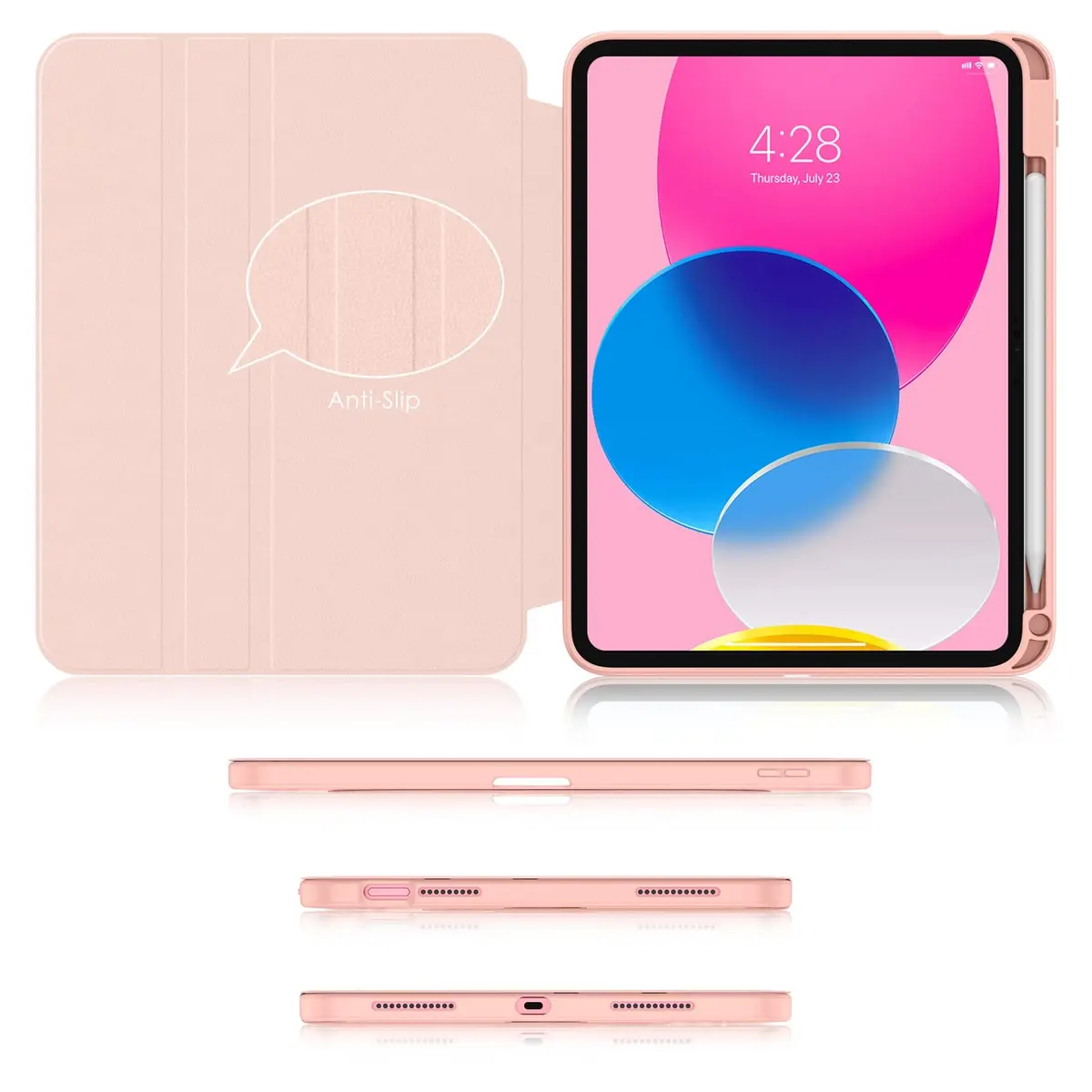 Soke 360 Rotating Case for iPad 10th Gen 10.9" & 11" 2025 (A16) | Rose Gold Folio with Pencil Slot & Auto Sleep/Wake - view 7