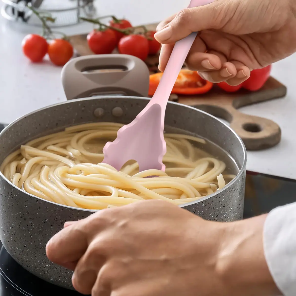 AOTHOD Silicone Cooking Utensils Set - 446°F Heat Resistant Kitchen Gadgets, Pink | Nonstick Friendly, Dishwasher Safe - view 5