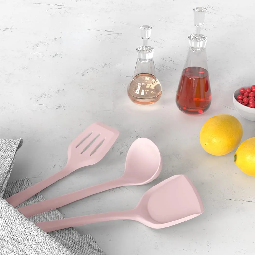 AOTHOD Silicone Cooking Utensils Set - 446°F Heat Resistant Kitchen Gadgets, Pink | Nonstick Friendly, Dishwasher Safe - view 8