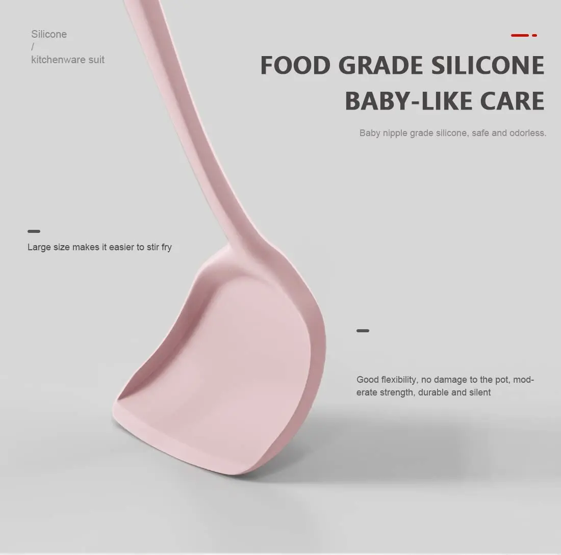 AOTHOD Silicone Cooking Utensils Set - 446°F Heat Resistant Kitchen Gadgets, Pink | Nonstick Friendly, Dishwasher Safe - view 4