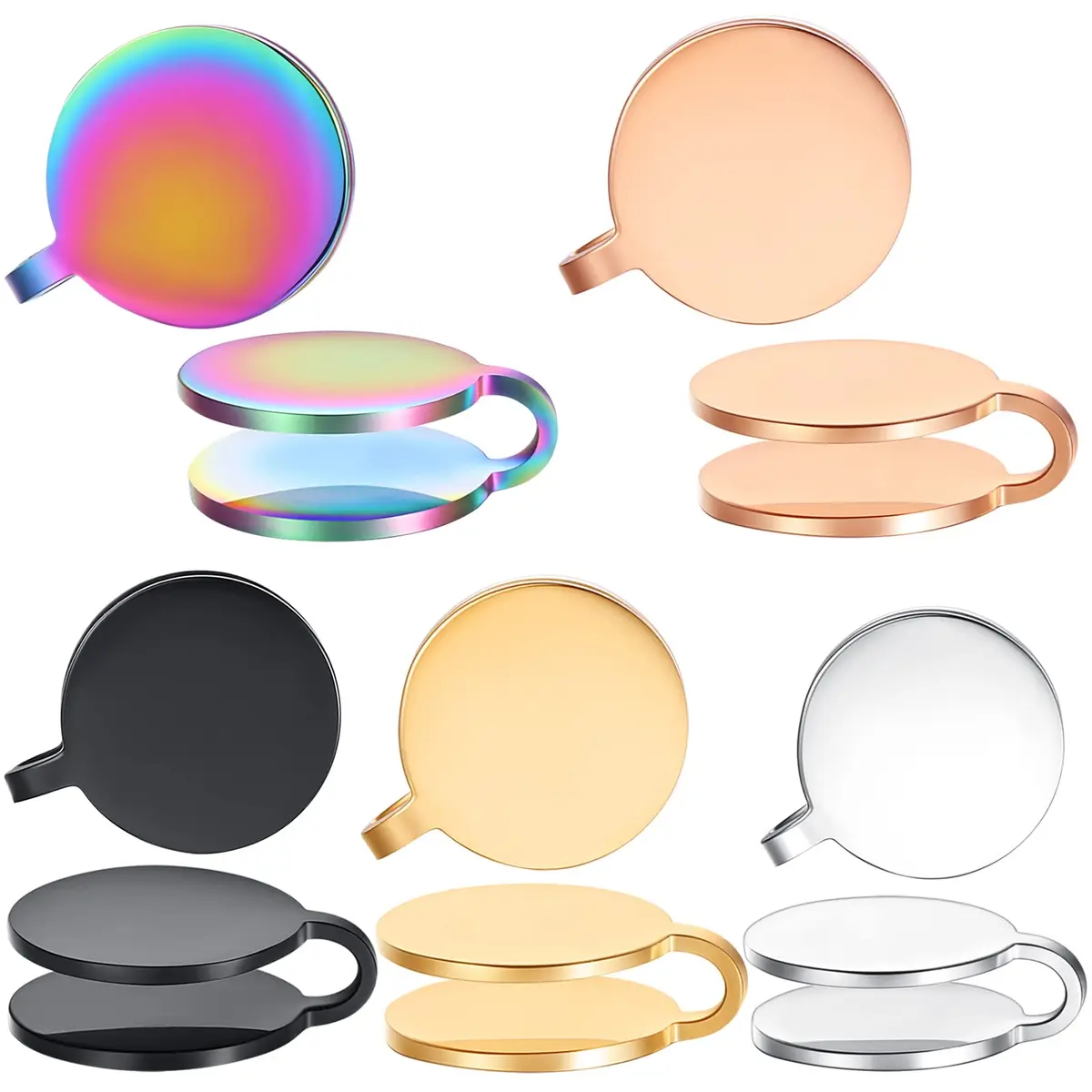 FLYUN 12MM Pressure Earring for Keloids | Non-Pierced Stainless Steel Ear Cuff (15MM, Silver&Black&Gold&Rainbow&Rosegold) - main product image