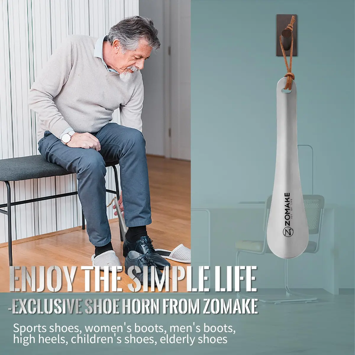ZOMAKE Metal Shoe Horn Small Travel Shoehorn 18.5 cm (7.3 Inch) | Smooth Rounded Curve for Easy Shoe Entry - view 6