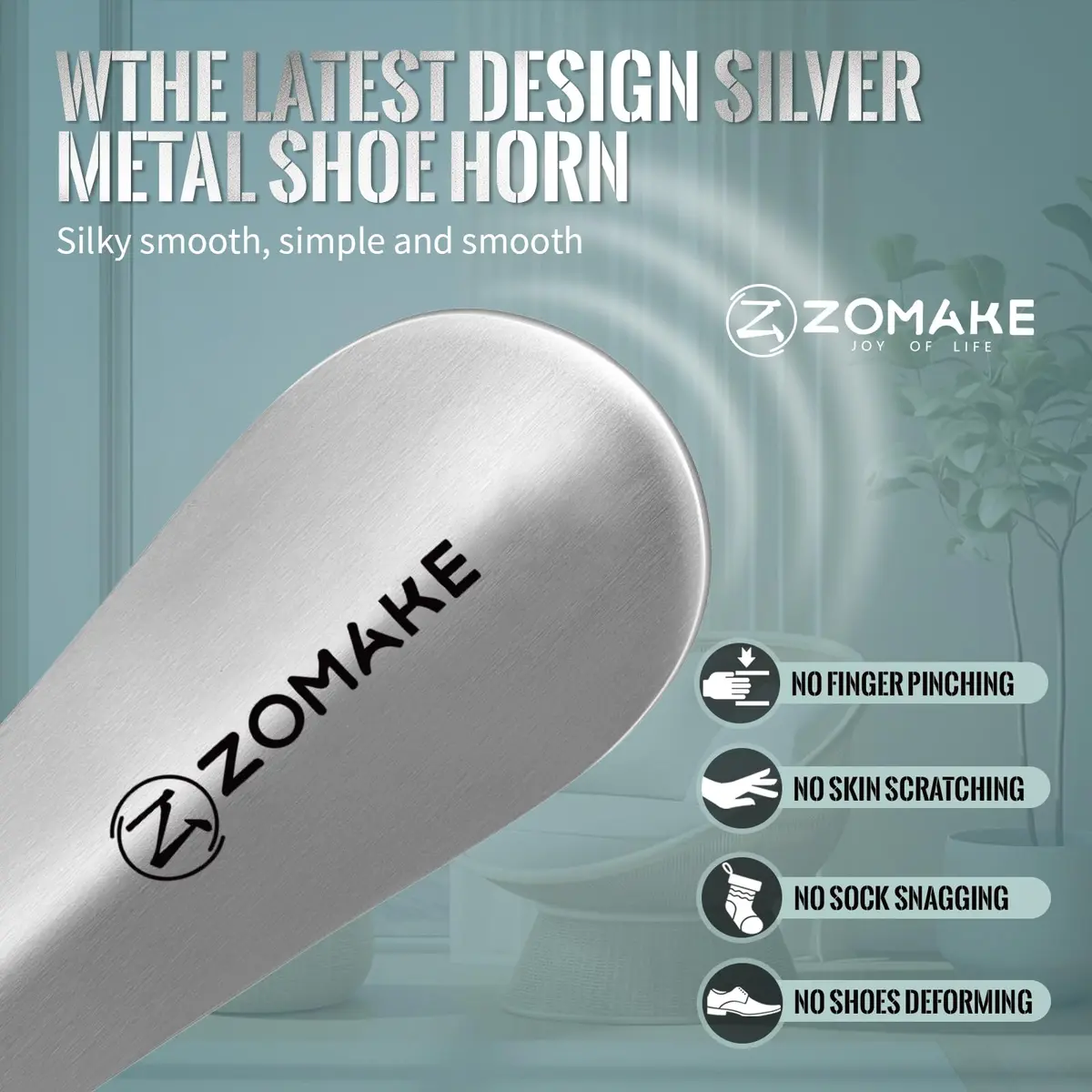 ZOMAKE Metal Shoe Horn Small Travel Shoehorn 18.5 cm (7.3 Inch) | Smooth Rounded Curve for Easy Shoe Entry - view 4