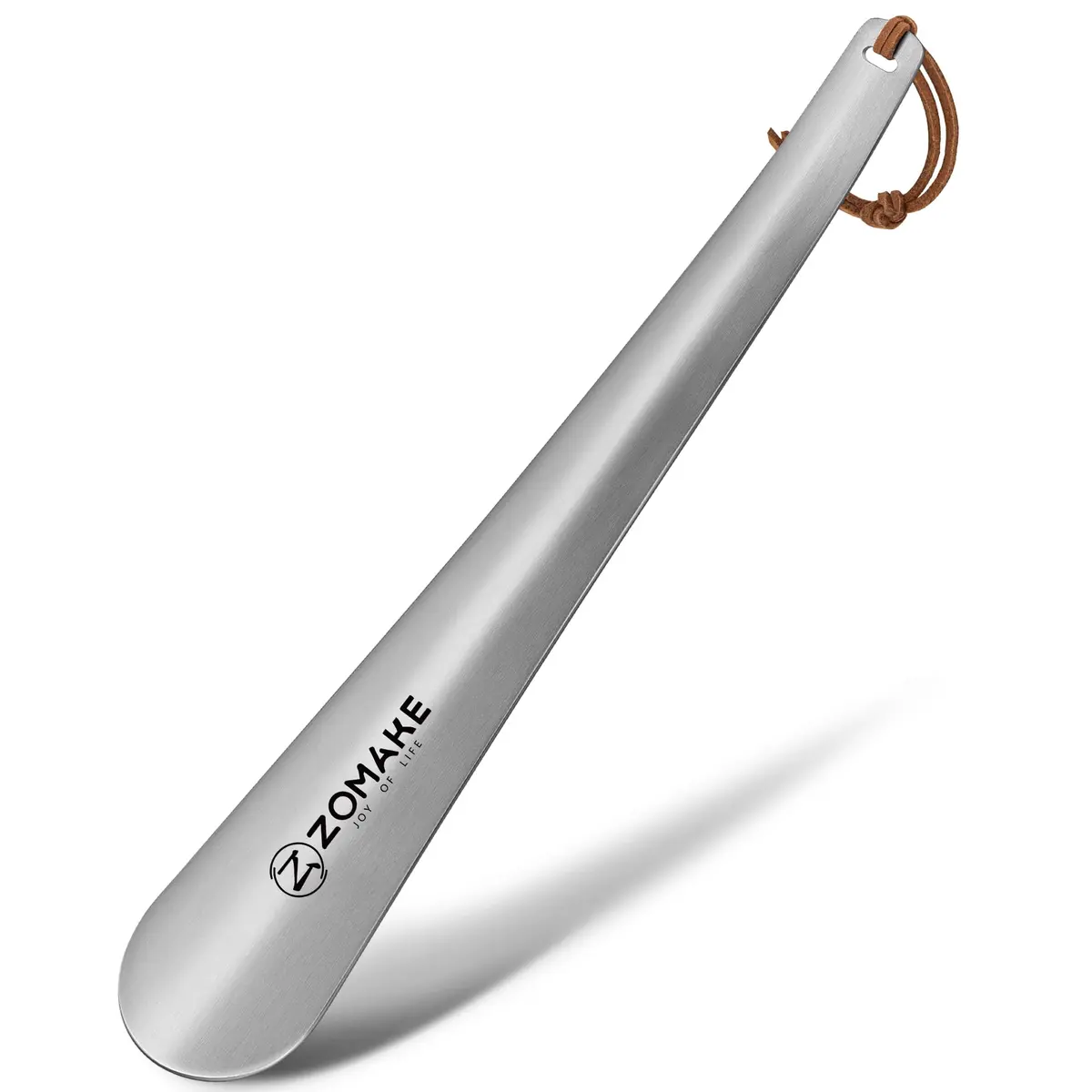 ZOMAKE Metal Shoe Horn Long Handle 30cm (11.8 Inch) | Smooth Stainless Steel for Easy Shoe Entry - main product image