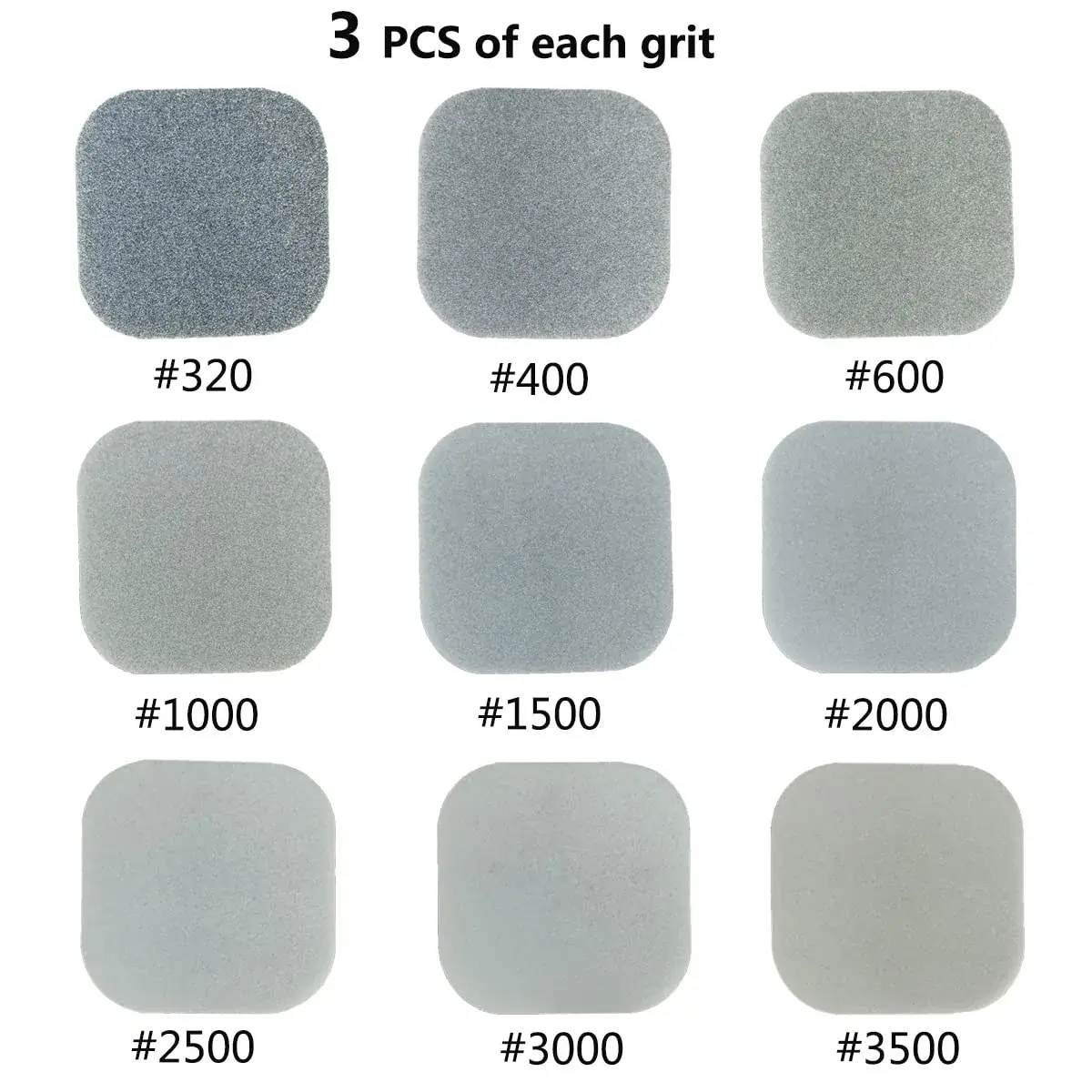 HDongany Sanding Sponge Pads 2" x 2" (5cm x 5cm) — 27 Pcs, 9 Grits 320-3500 - view 3