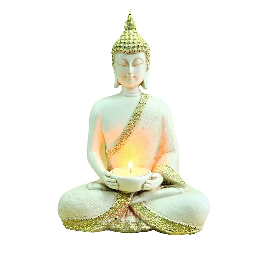 JAIPUR ACE Buddha Sitting with Tea Light Idol 18cm (7.09 inches) | Classic Home Decor Sculpture - view 2