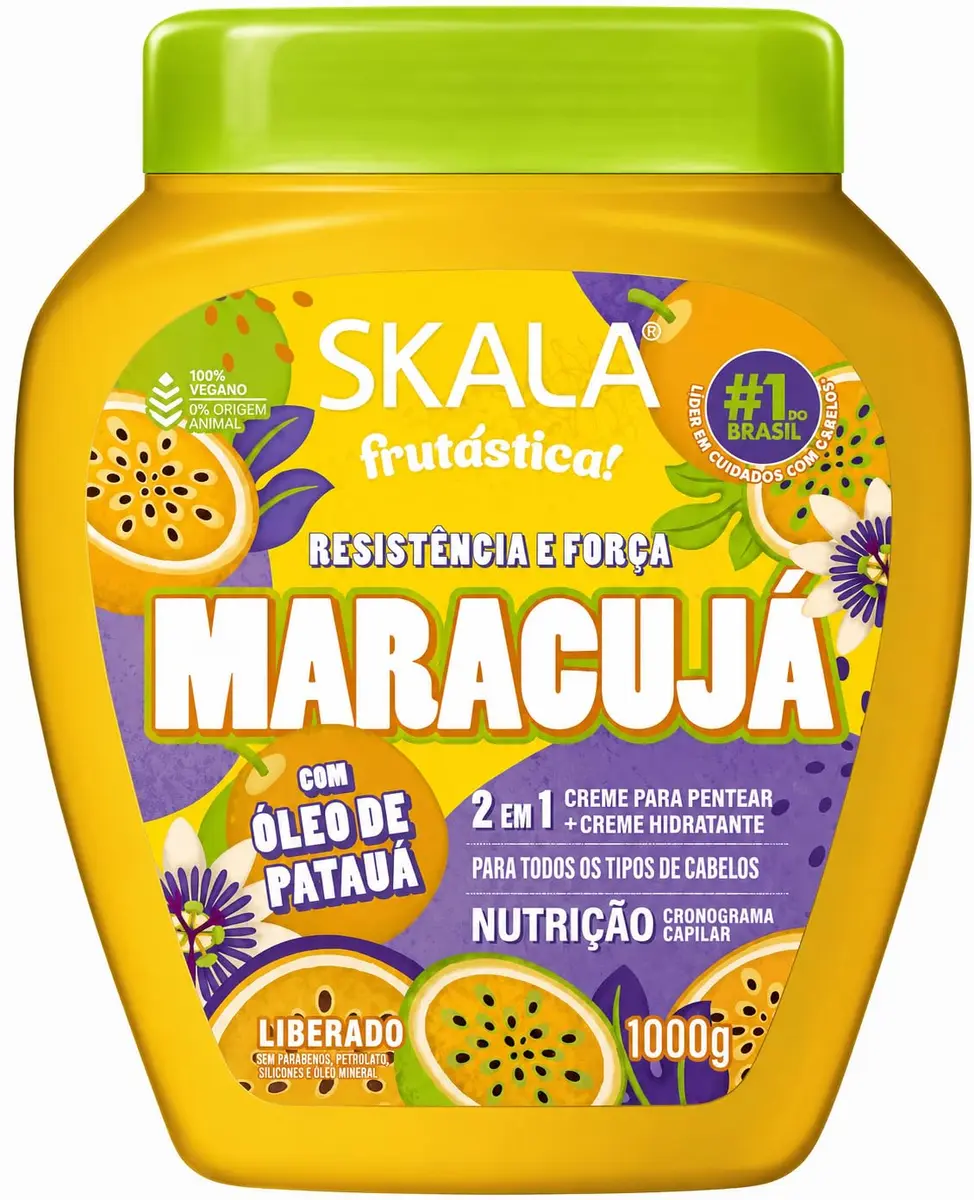 SKALA Maracujá & Óleo de Patauá 2-in-1 Treatment Cream & Leave-In Conditioner 1000 g (35.2 oz) | Vegan Hair Mask for Strength & Nutrition - main product image
