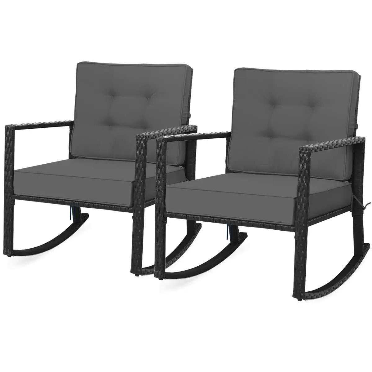 RELAX4LIFE Wicker Outdoor Rocking Chair 26.5in x 36in x 33in | Water-Resistant Rattan & Steel Frame - main product image