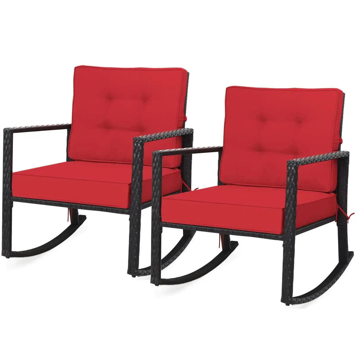 RELAX4LIFE Wicker Outdoor Rocking Chair 2-Piece | Water-Resistant Rattan & Steel Frame (26.5in x 36in x 33in) - main product image