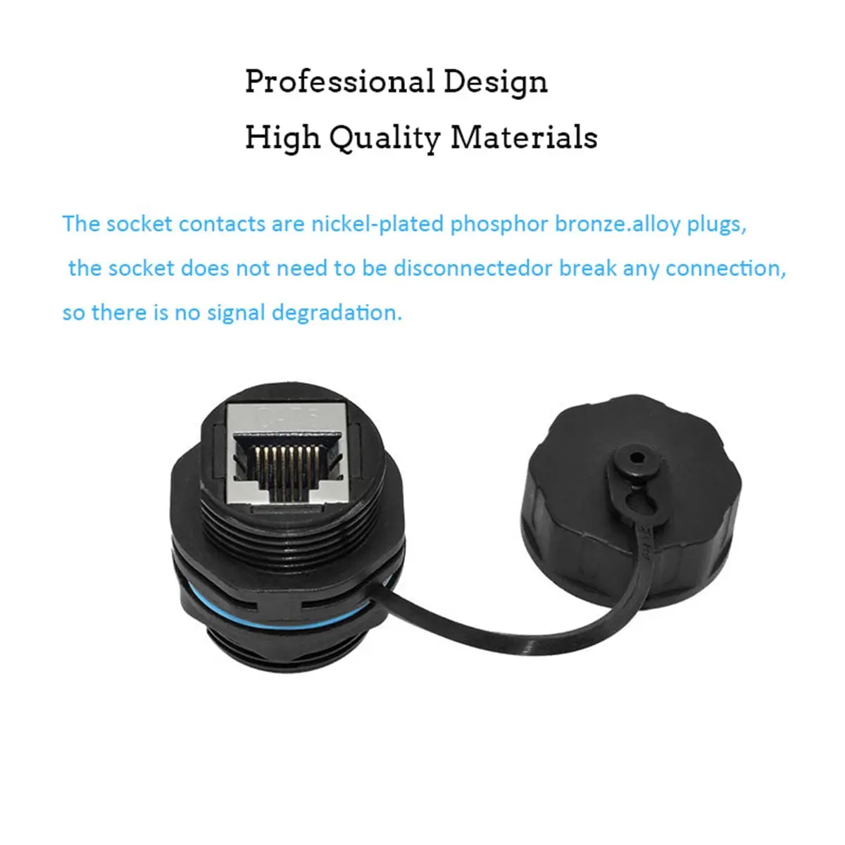 PENGLIN IP68 Waterproof Shielded RJ45 Panel Mount Bulkhead Connector (5-Pack, Black) | Cat6 Ethernet Connectivity for Industrial Environments - view 5