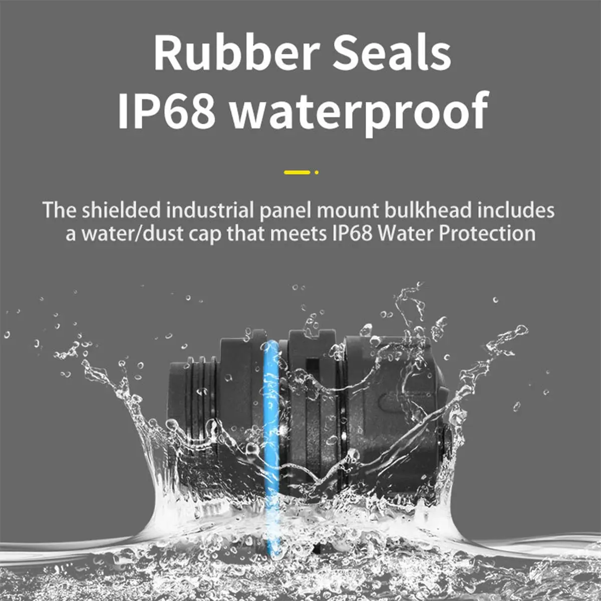 PENGLIN IP68 Waterproof Shielded RJ45 Panel Mount Bulkhead Connector (5-Pack, Black) | Cat6 Ethernet Connectivity for Industrial Environments - view 2