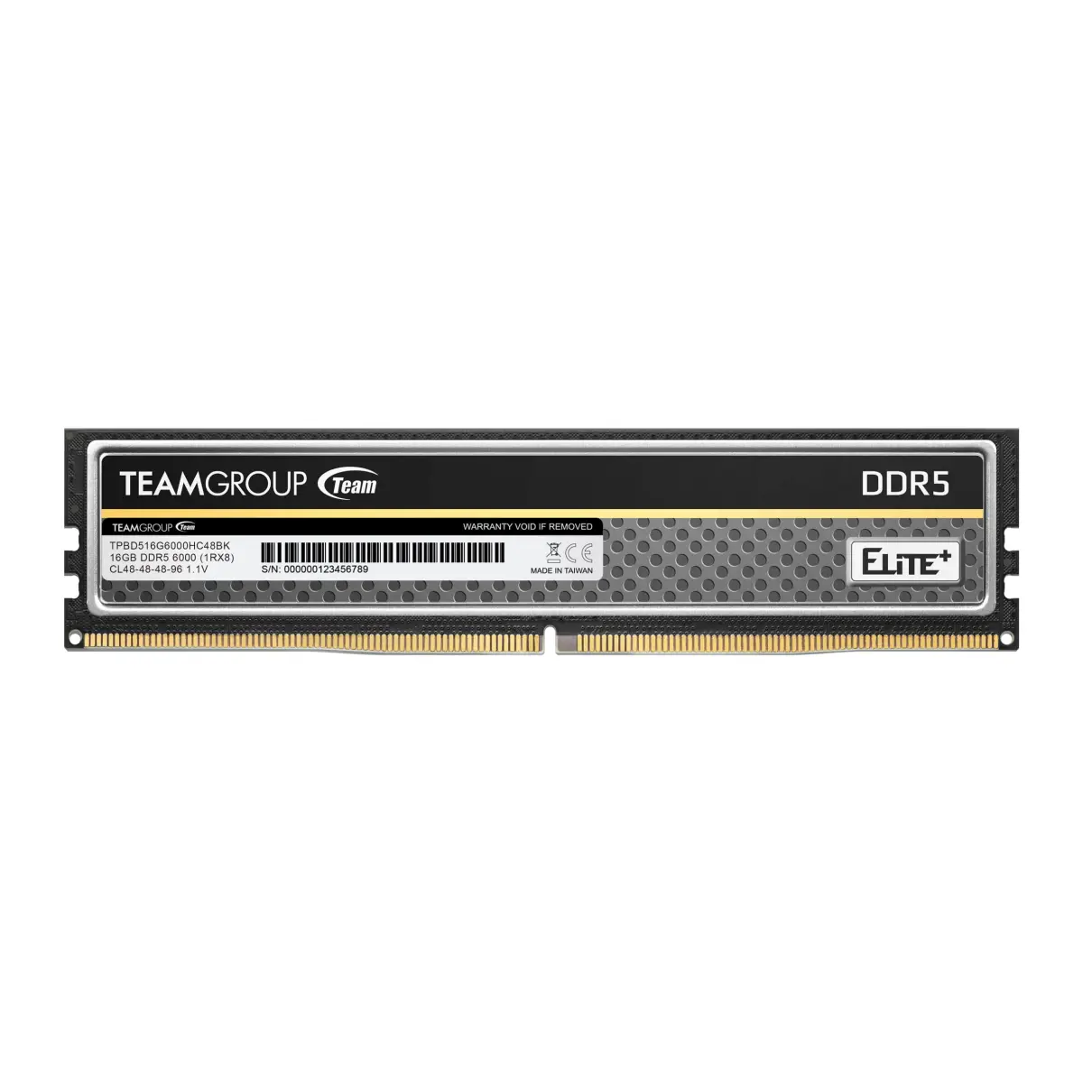TEAMGROUP Elite Plus DDR5 16GB 6000MHz PC5-48000 CL48 UDIMM Desktop Memory Module Ram (Black) - main product image