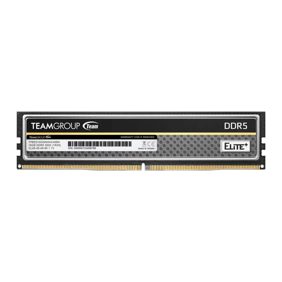 TEAMGROUP Elite Plus DDR5 16GB 5600MHz PC5-44800 CL46 UDIMM 288 Pin Desktop Memory Module Ram (Black) - main product image