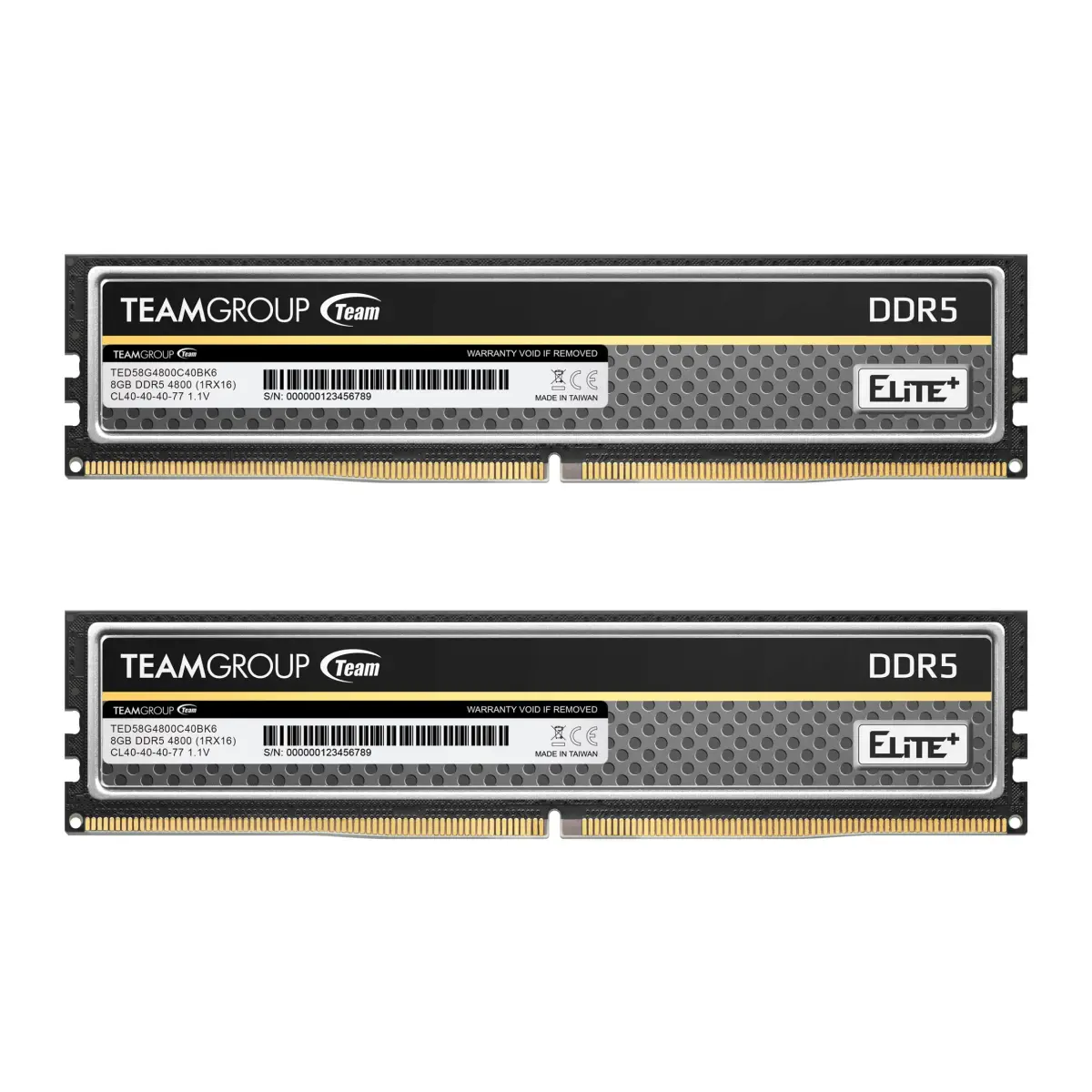TEAMGROUP Elite Plus DDR5 16GB (2x8GB) 4800MHz Desktop Memory Module Ram (Black) | 16GB Kit (2 x 8 GB) - main product image