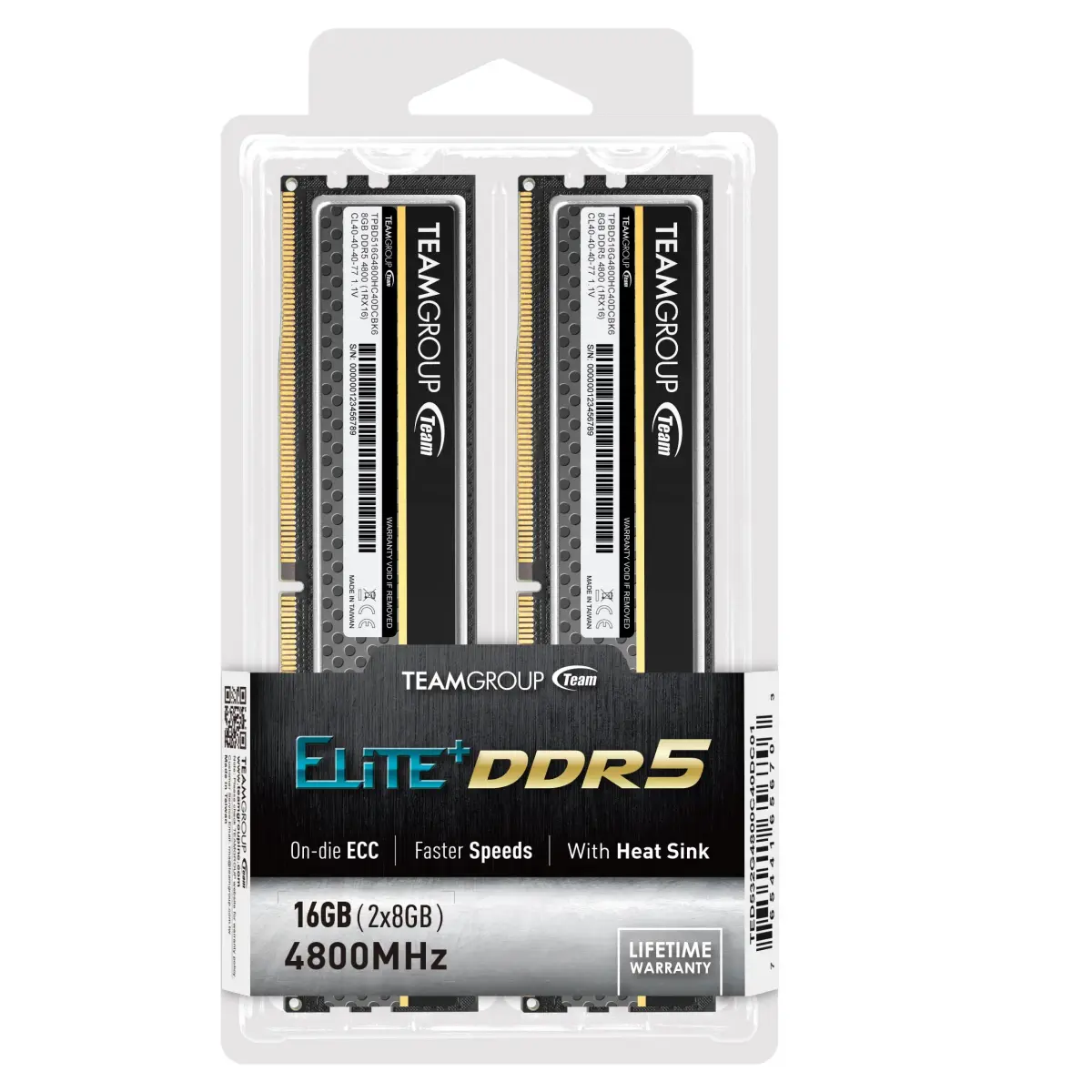 TEAMGROUP Elite Plus DDR5 16GB (2x8GB) 4800MHz Desktop Memory Module Ram (Black) | 16GB Kit (2 x 8 GB) - view 8