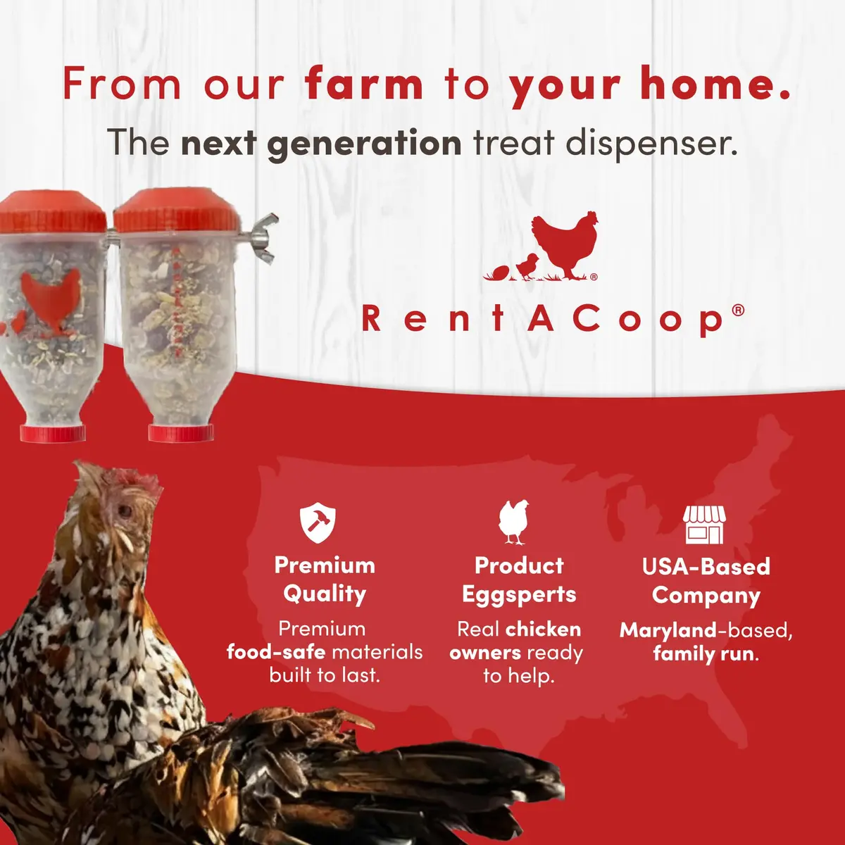 RentACoop Chicken Treat 4 Tube Dispenser | Multi-Treat Enrichment Toy for Chickens - view 8