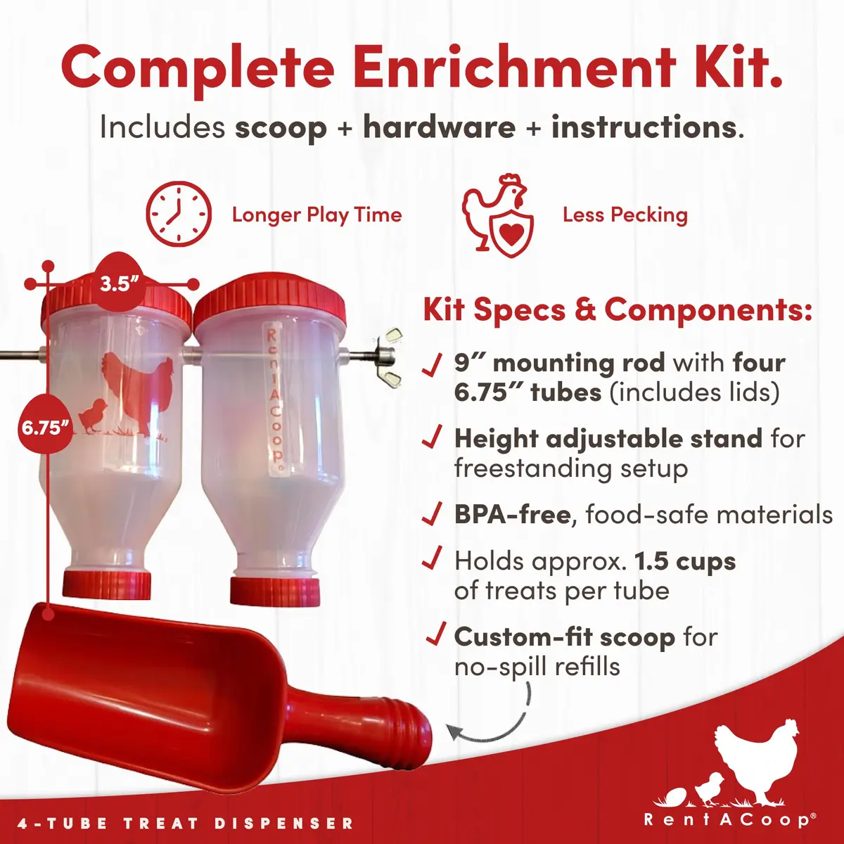 RentACoop Chicken Treat 4 Tube Dispenser | Multi-Treat Enrichment Toy for Chickens - view 2