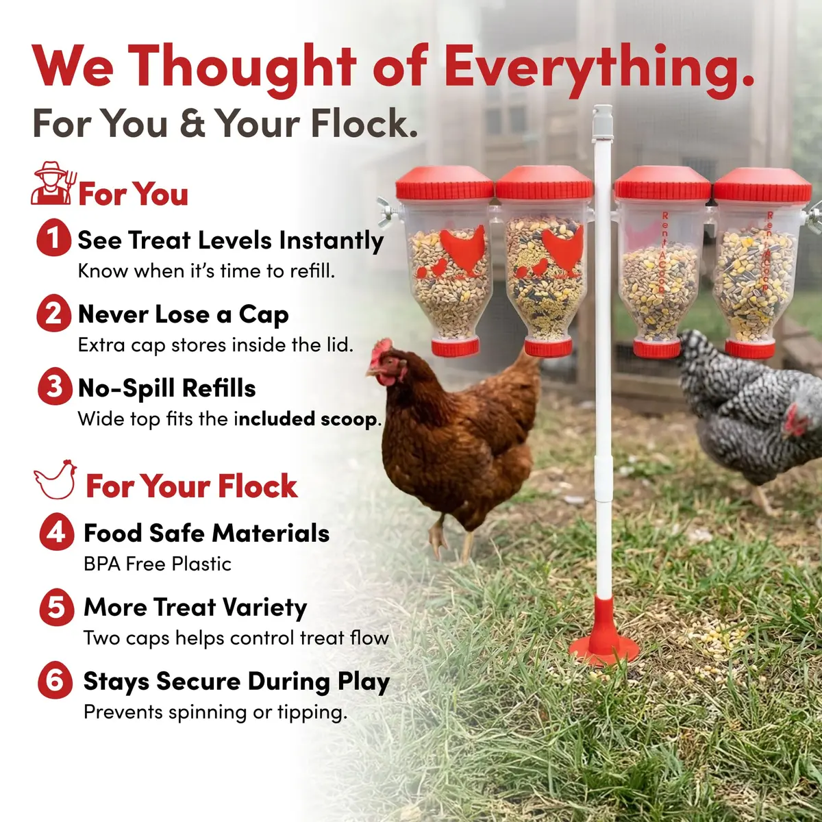 RentACoop Chicken Treat 4 Tube Dispenser | Multi-Treat Enrichment Toy for Chickens - view 4