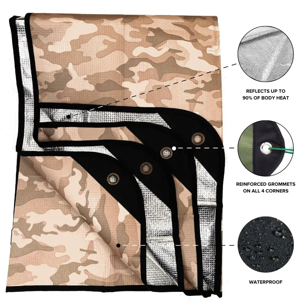 Arcturus All-Weather Outdoor Survival Blanket 60x82in (152cm x 208cm) | Thermal Emergency Blanket with Grommets - view 2