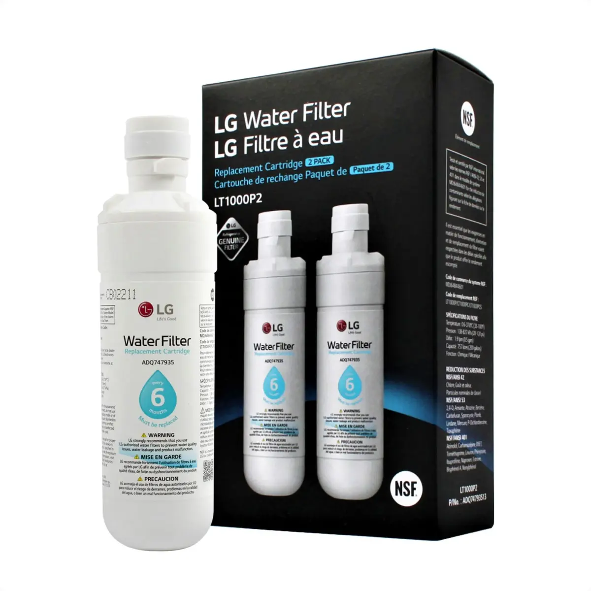 LG LT1000P2 Refrigerator Water Filter 200 Gallons (757 L) | NSF Certified for Purity - main product image