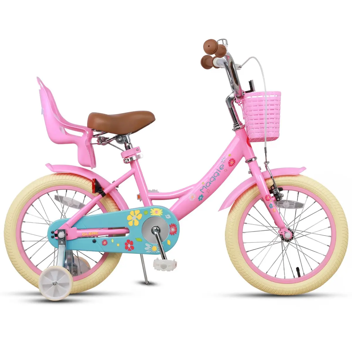 Glerc Maggie Girls Bike, 16 Inch Kids Bike for 4-7 Years Old Children, Princess Style Kids Bicycle with Doll-Seat & Basket & Training Wheels, Pink | Princess Style Kids Bicycle - view 7