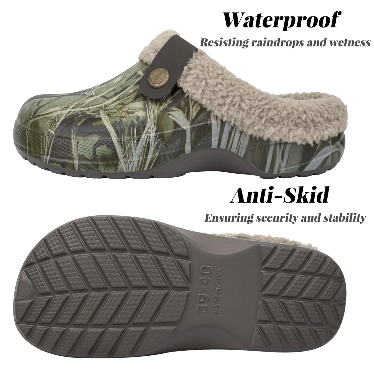 ChayChax Fur Lined Clogs Fuzzy Slippers for Women and Men, Tree Print, 7.5-8.5W/6.5-7M | Ultra Warm Indoor & Outdoor Comfort - view 7