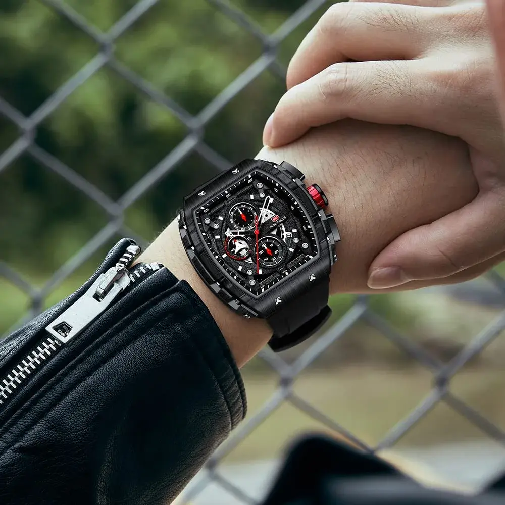 MF MINI FOCUS Men's Fashion Tonneau Chronograph Watch 45mm (1.77 inches) | Water Resistant Luminous Quartz Watch - view 3