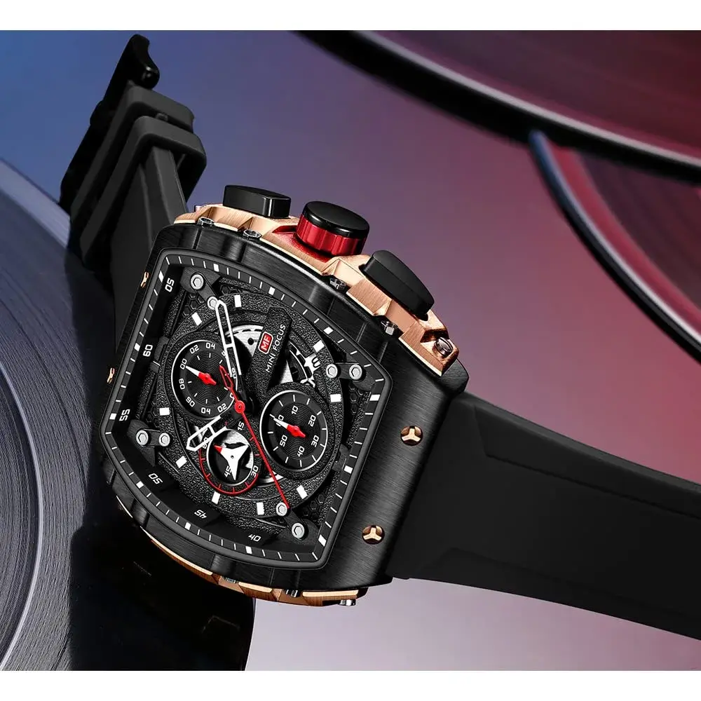 MF MINI FOCUS Black & Golden Chronograph Watch 48mm (1.89 inches) | Six-Hand Multi-Function Quartz Movement - view 2