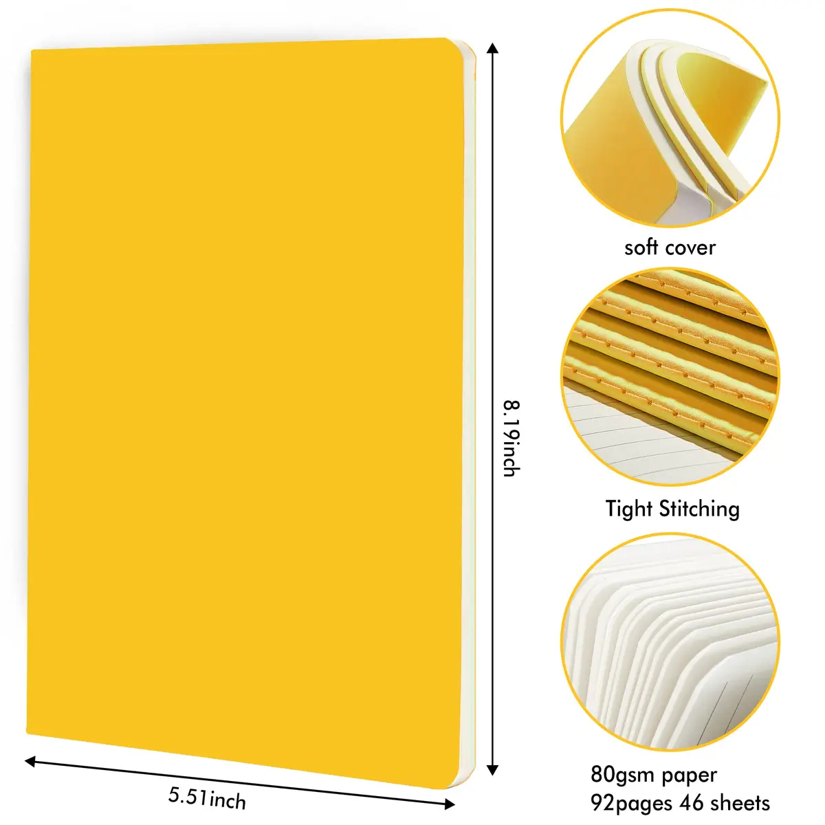 Feela 36 Pack Soft Cover Notebooks | A5 Yellow Travel & School Journals for Women Men - view 2