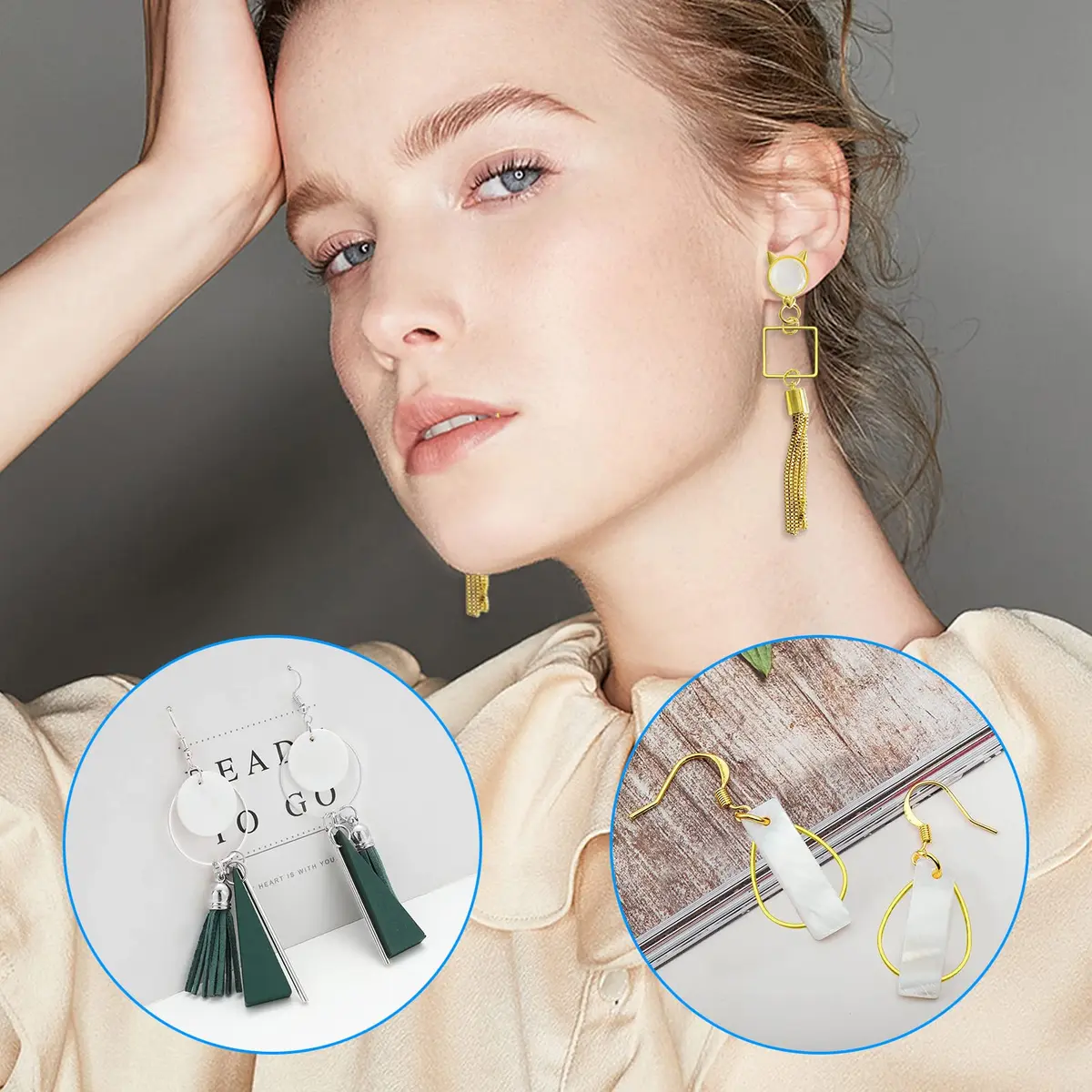 Ximalun Jewelry Findings 120pcs | 3 Shapes, Gold & Silver, 20-30mm | DIY Earring & Jewelry Supplies - view 5