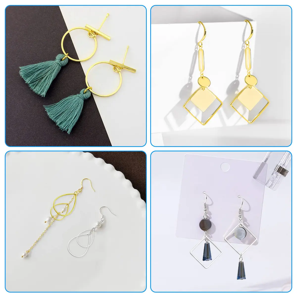 Ximalun Jewelry Findings 120pcs | 3 Shapes, Gold & Silver, 20-30mm | DIY Earring & Jewelry Supplies - view 6