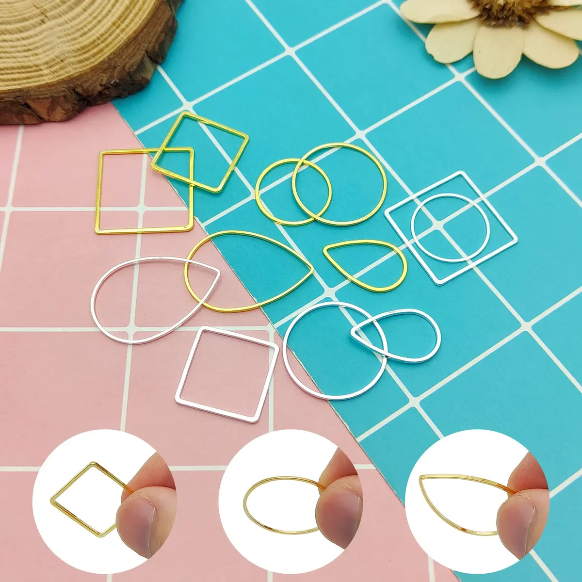 Ximalun Jewelry Findings 120pcs | 3 Shapes, Gold & Silver, 20-30mm | DIY Earring & Jewelry Supplies - view 7