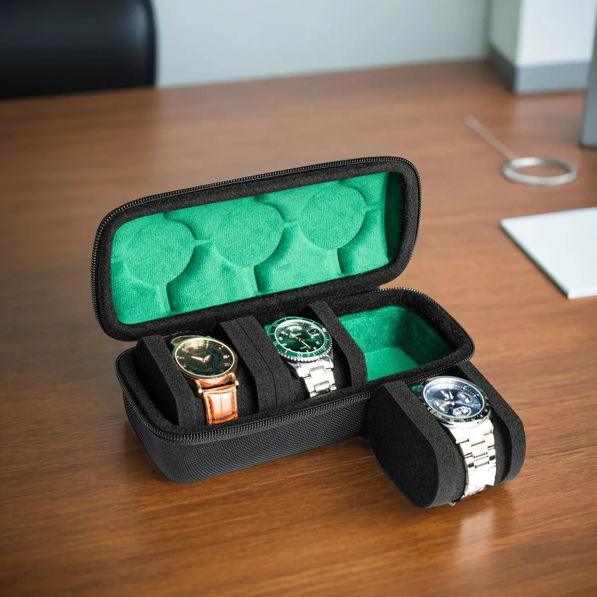 AUKURA Hard Watch Travel Case, 3 Slots | Compact Organizer with Anti-Move Pillow for Men & Women - view 8