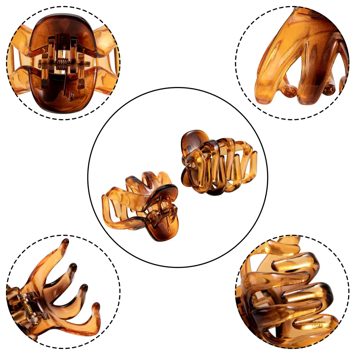 YOHAMA Small Octopus Claw Clips 4cm (1.57 inch) | Pack of 10 Brown Glossy Finish - view 3