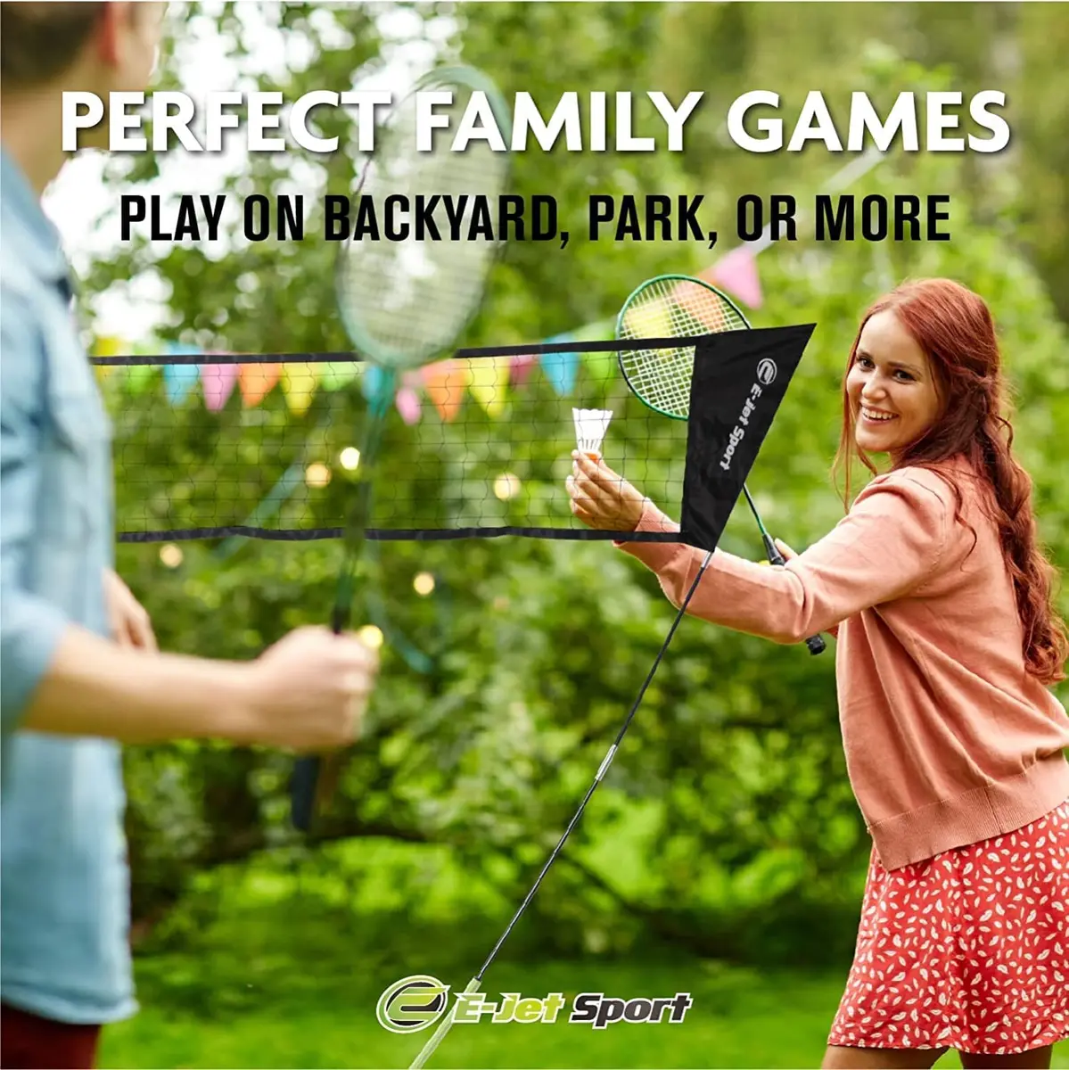 E-Jet Badminton Net Rackets Shuttlecocks Combo Set - Portable 1.55m (5.1Ft) x 2.4m (7.8Ft) | Instant Setup Backyard Fun - view 7