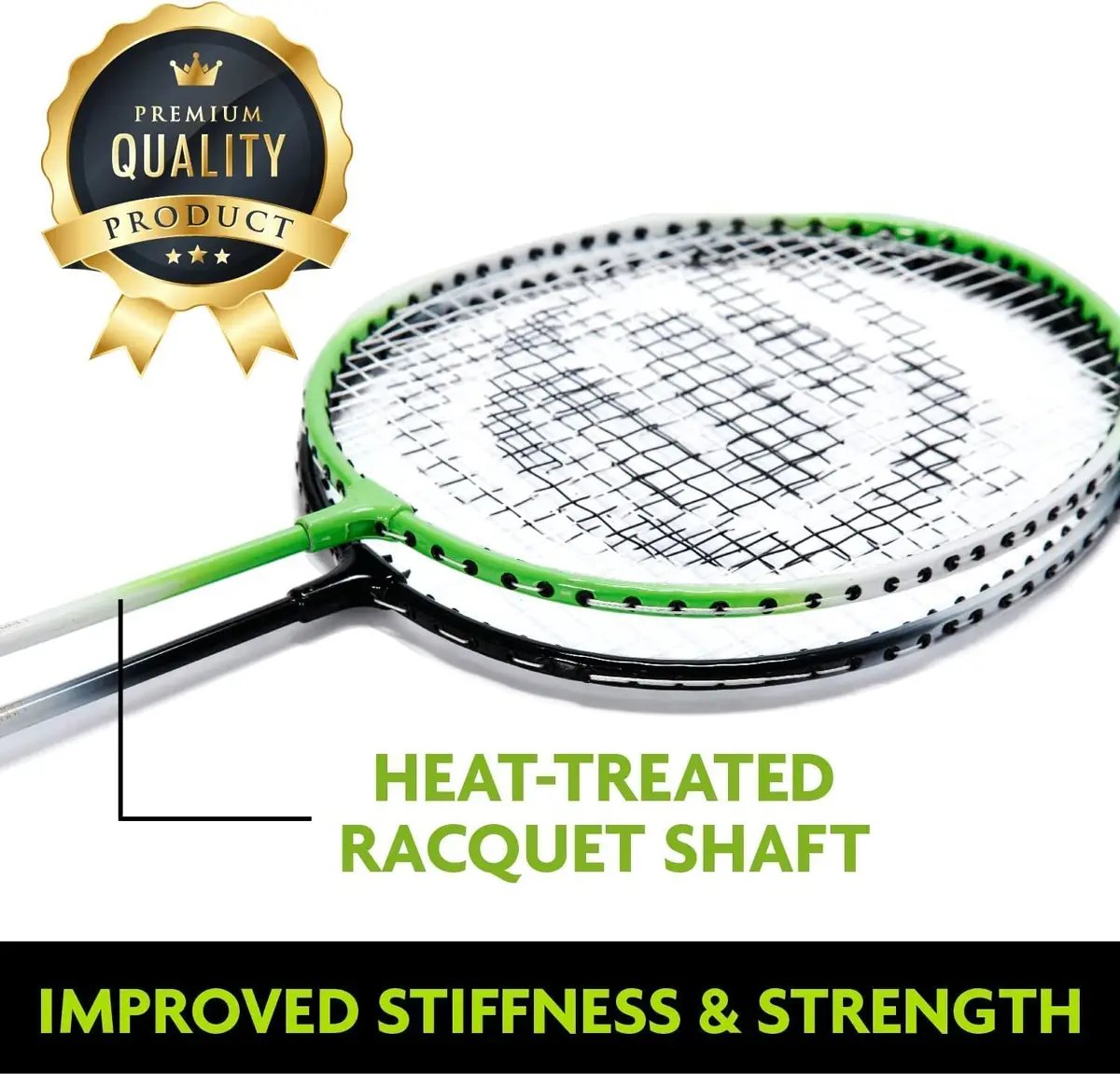 E-Jet Badminton Net Rackets Shuttlecocks Combo Set - Portable 1.55m (5.1Ft) x 2.4m (7.8Ft) | Instant Setup Backyard Fun - view 4